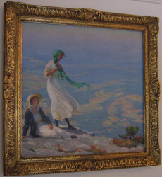 Charles C. Curran oil on canvas "Two Women In a Landscape". 