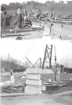 Photo montage (2 images) showing early Capitol construction