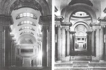 Photo montage (2 images) showing construction work on the Capitol interior.